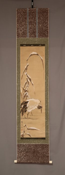 Crane in the Snow - With signature Gyoho sha 暁峯寫 - Gyoho(?-?) - Japan - Meiji-perioden (1868-1912)  (Ingen mindstepris)