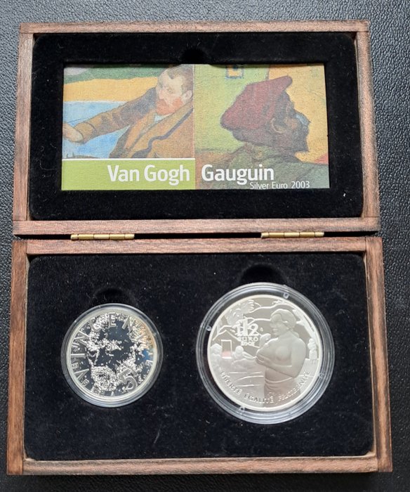 Holland. 1 1/2 Euro / 5 Euro 2003 "Van Gogh - Gauguin" Proof  (Ingen mindstepris)