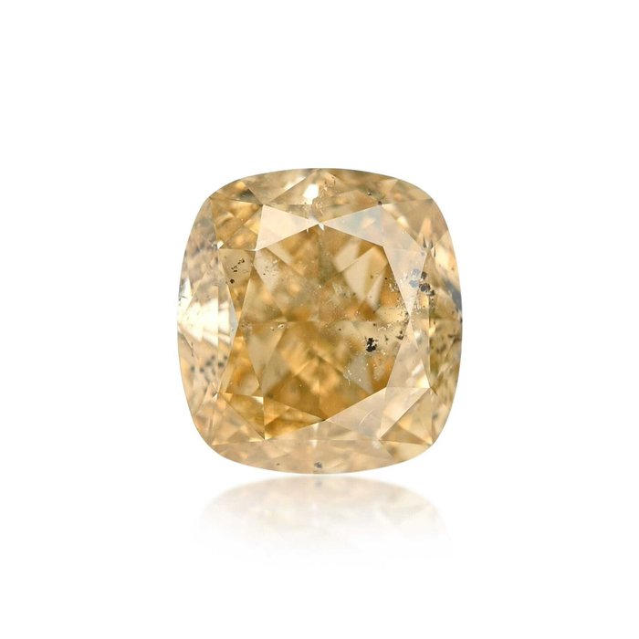 1 pcs Diamant  (Naturfarvet)  - 3.02 ct - Pude - Fancy Brunlig, Orange nuance Gul - I1 - Gemological Institute of America (GIA)