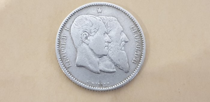 Belgien. 1 Franc 1830 -1880 50 anniversaire de la belgique en argent en tres bonne etat  (Ingen mindstepris)