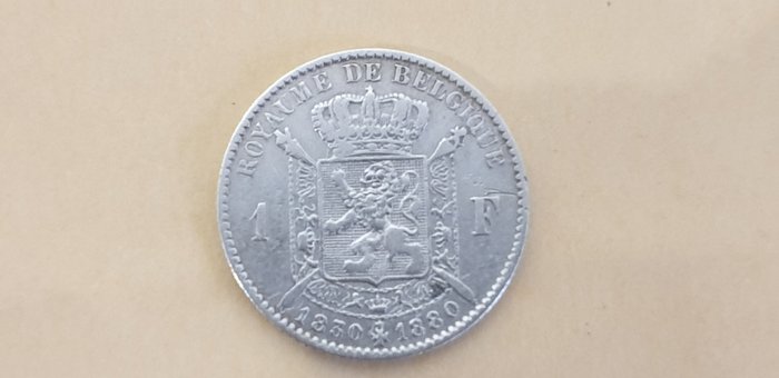 Belgien. 1 Franc 1830 -1880 50 anniversaire de la belgique en argent en tres bonne etat  (Ingen mindstepris)