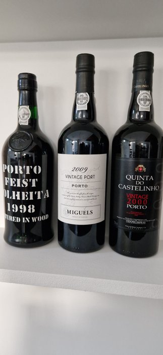 Feist Colheita 1998, Quinta do Castelinho Vintage Port 2000, Miguels Vintage Port 2009 - Porto Colheita Port, Vintage Port - 3 Flasker (0,75 L)