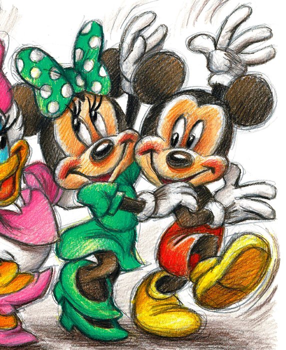 Joan Vizcarra - Disney Family Portrait: Mickey Mouse, Minnie, Donald, Daisy, Goofy  Pluto - Hand Signed