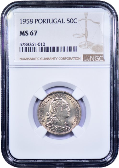 Portugal. Republic. 50 centavos 1958 - NGC - MS 67