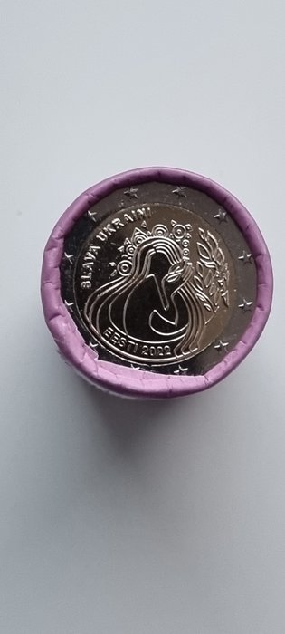 Estland. 2 Euro 2022 "Ukraine and Freedom" (25 coins) in roll  (Ingen mindstepris)