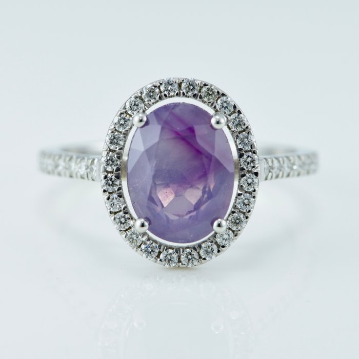 Ring Platin -  2.95ct. tw. Safir - Diamant - Kashmir oprindelse Safir