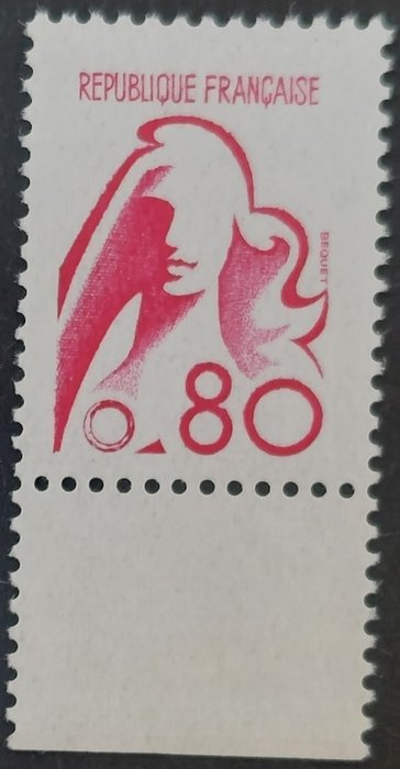 Frankrig 1975 - Marianne de Bequet 80 c karminrød KALVECERTIFIKAT - Yvert 1841C