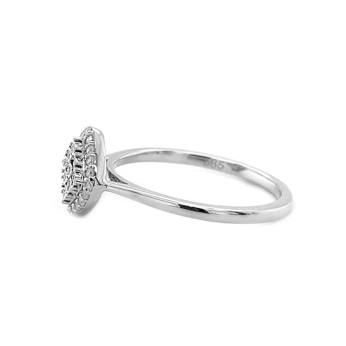 Ingen mindstepris - Ring - 14 karat Hvidguld -  013ct tw Diamant (Natur)