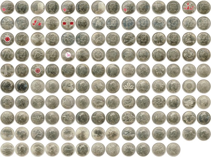 Canada. 25 Cents 1973/2013 (69 coins)  (Ingen mindstepris)