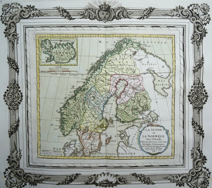 Europa - Skandinavien, Island, Norge, Sverige, Finland, Østersøen; L. C. Desnos / M. Brion - La Suede et La Norwege Avec l´Islande… - 1761-1780