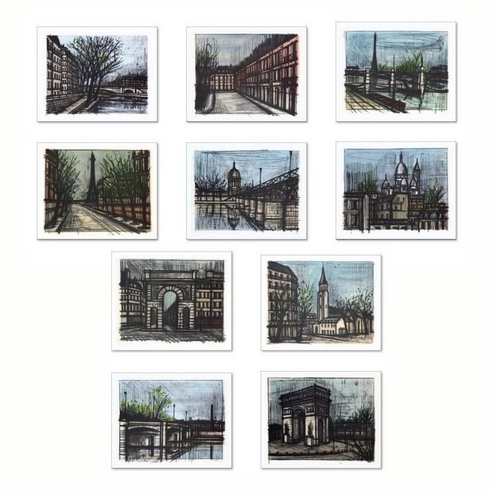 Bernard Buffet (1928-1999) - Série de 10 Lithographies sur Paris (Série complète)