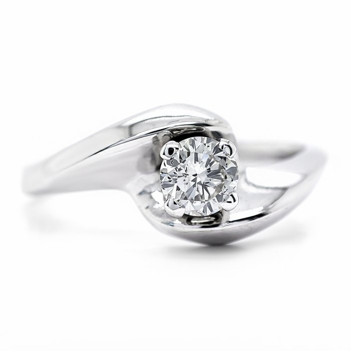 Ring - 14 karat Hvidguld -  030ct tw Diamant (Natur)