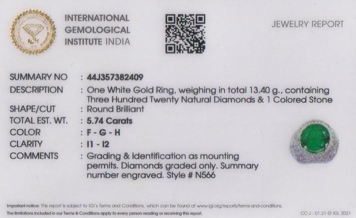 Cocktailring - 14 karat Hvidguld -  10.69ct. tw. Tsavorit - Diamant - Tsavorite diamantring