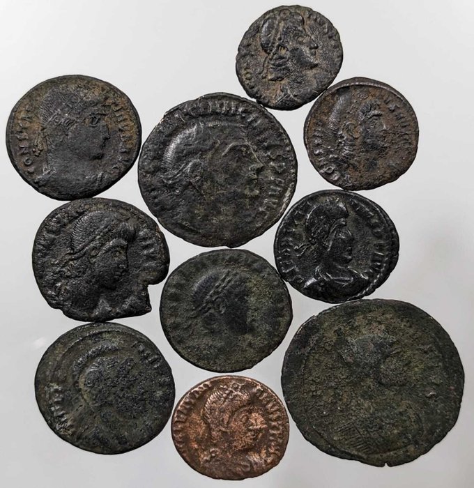 Romarriket. Lot of 10 Roman Imperial AE coins  (Ingen mindstepris)