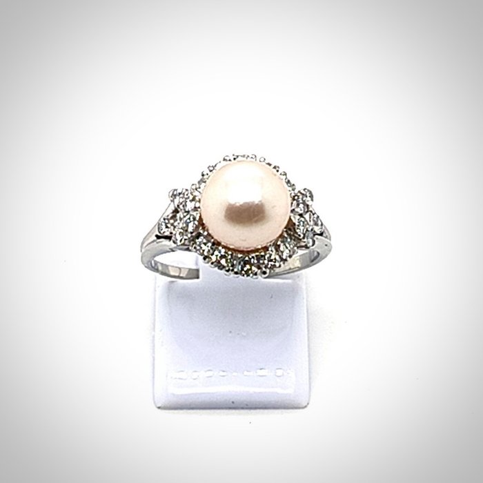 Cocktailring - 18 kraat Hvidguld -  0.70ct. tw. Diamant (Natur)  - Diamant - Unik Pearl Dia Ring 56