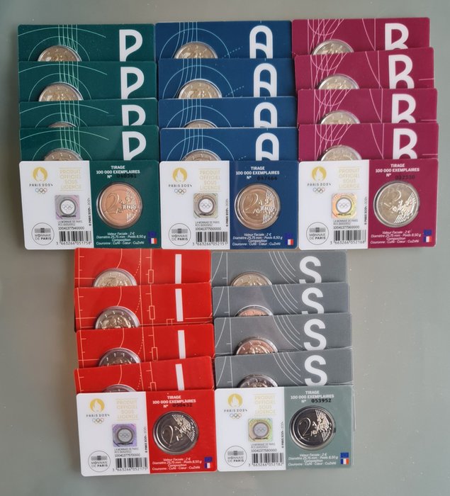 Frankrig 2 Euro 2024 "Jeux Olympiques Paris 2024" (25 coincards)  (Ingen mindstepris)