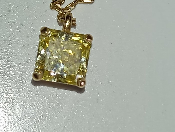 Kæde - 18 kraat Gulguld -  1.21ct. tw. Gul Diamant (Naturfarvet)