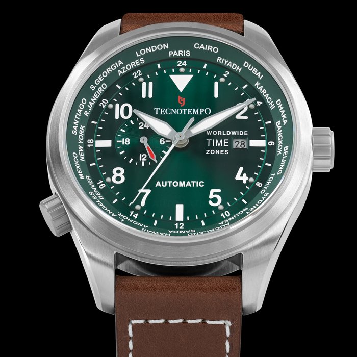 Tecnotempo - World Time Zone 30ATM WR - Limited Edition - Ingen mindstepris - TT300WAGR (Green) - Mænd - 2011-nu