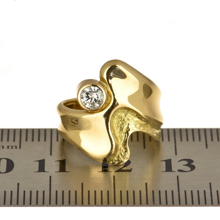 Ring - 18 kraat Gulguld Diamant (Natur)