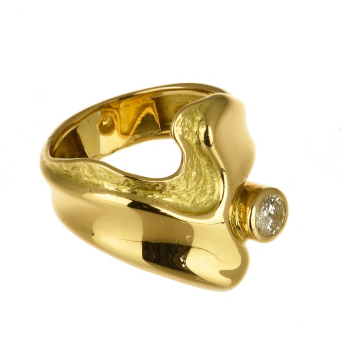 Ring - 18 kraat Gulguld Diamant (Natur)