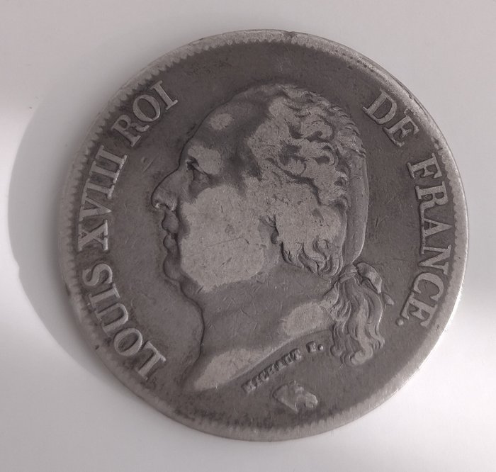 Frankrig. Ludvig 18. (1814-1824). 5 Francs 1824 B  (Ingen mindstepris)