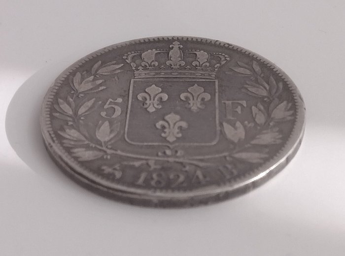 Frankrig. Ludvig 18. (1814-1824). 5 Francs 1824 B  (Ingen mindstepris)