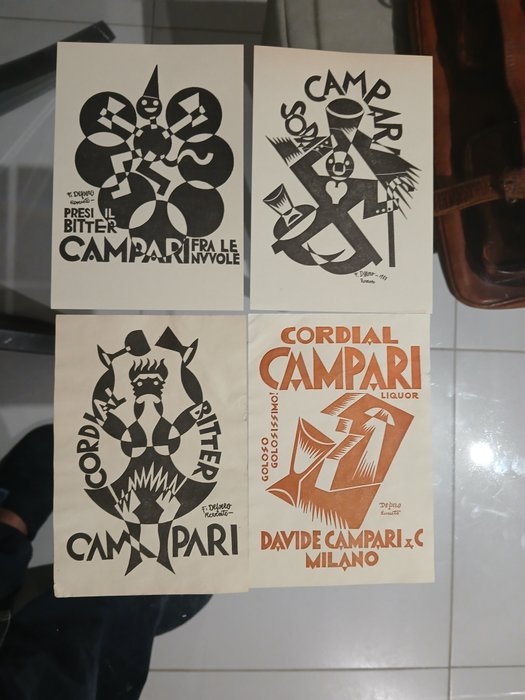 Fortunato Depero (1892-1960) (d'après) - Campari volantini pubblicitari