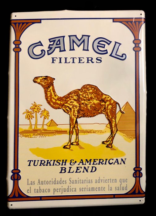 CAMEL - Camel - Reklameplakat - Et interessant, vintage , Circa 1970'erne , originalt, CAMEL , amerikansk reklameskilt, , lavet - Aluminium