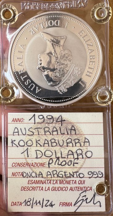 Australien. 1 Dollar 1994 Kookaburra , 1 Oz (.999)  (Ingen mindstepris)