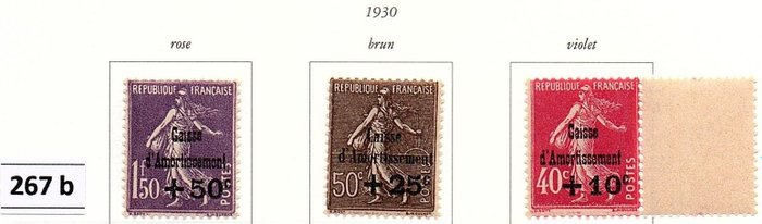 Frankrig  - 1927/1931 - De 5 komplette serier i nye ** + 2 varianter nr. 267b ** og 277a ** (se liste) - Yvert 2023