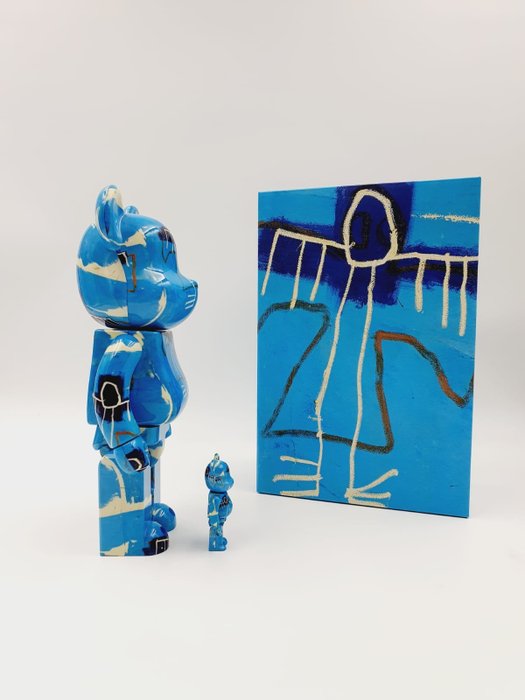 Jean Michel Basquiat (after) x Medicom Toy - Be@rbrick Jean Michel Basquiat V9 Blue Angel 400% 100% Bearbrick 2023