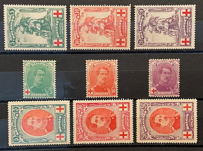 Belgien 1914/1915 - Merode  Albert I Røde Kors - komplet serie - POSTFRIS - OBP / COB 126/134