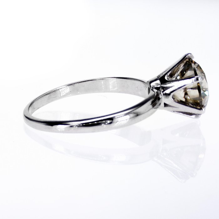 Forlovelsesring - 14 karat Hvidguld -  3.02ct. tw. Diamant (Naturfarvet)