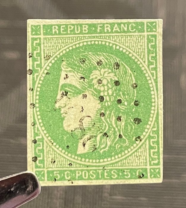 Frankrig 1870 - Emission de Bordeaux vert-jaune - YT No 42B