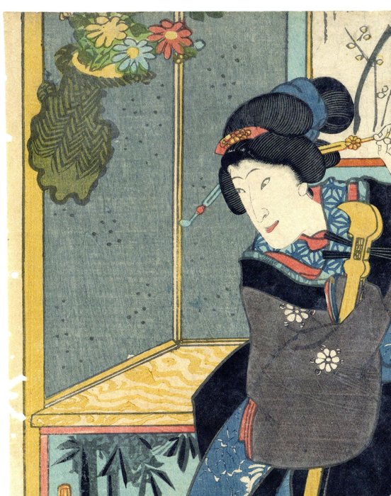 Scene from the kabuki play 'Momochidori Sakigake Soga' 百鵆魁曽我 - 1865 - Toyohara Kunichika (1835-1900) - Japan -  Sene Edo-periode