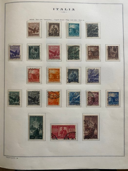 Den Italienske Republik 1945/2000 - Komplet italiensk rep.-samling med tjenester, herunder gymnastikserier på postkort signeret DIENA