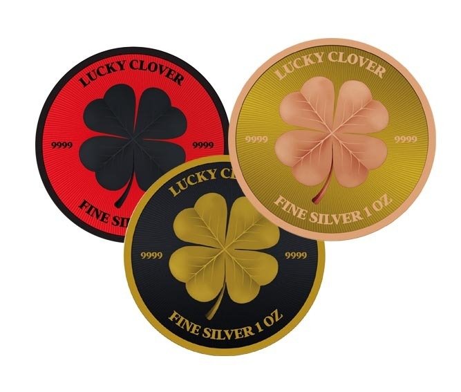 Niue. 2 Dollars 2023 Lucky Clover Black - Gold-Red, 3x1 Oz (.999)