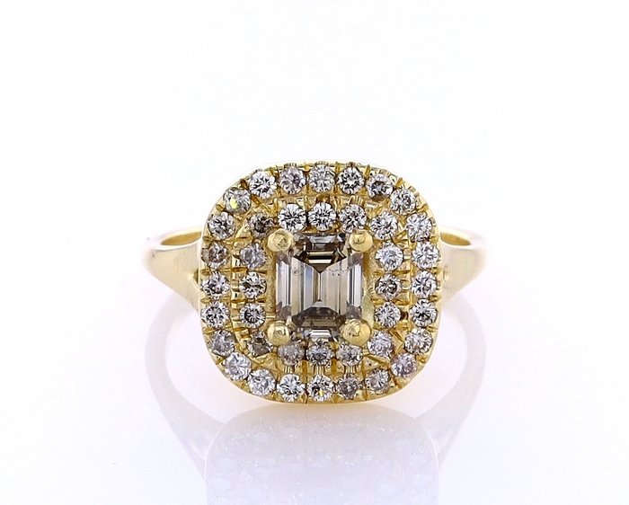 Ring - 14 karat Gulguld -  1.14ct. tw. Diamant (Naturfarvet) - Diamant