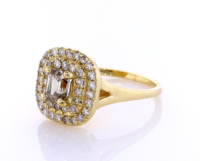 Ring - 14 karat Gulguld -  1.14ct. tw. Diamant (Naturfarvet) - Diamant