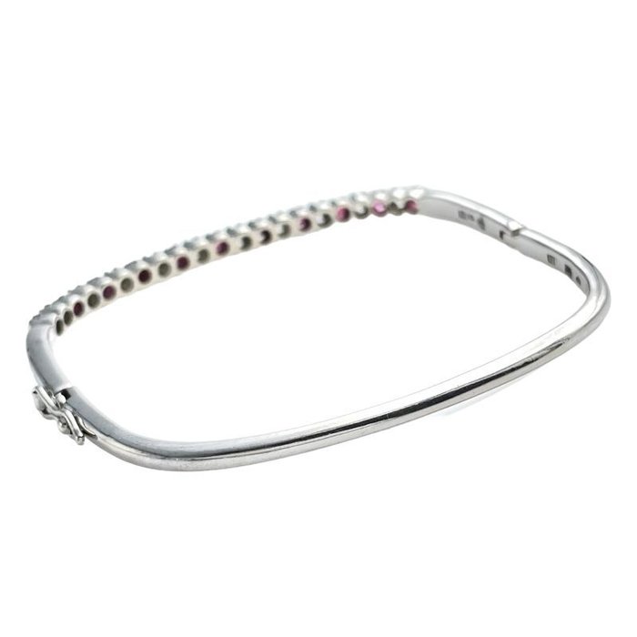 Armbånd - 14 karat Hvidguld -  1.00ct. tw. Diamant (Natur)  - Rubin - Rubin og diamant armbånd