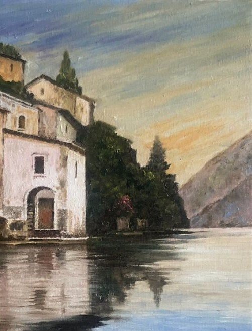 Mirko Morelli (1953) - Le prime luci della sera Nesso lago di Como