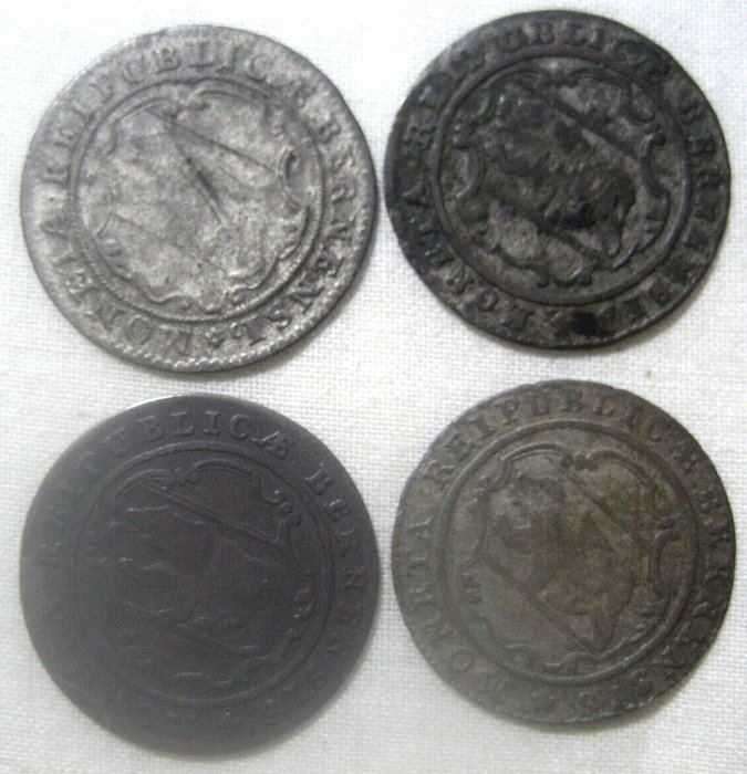 Schweiz, Bern 1/2 Batzen 1720 - 1776 -1788 and 1794  (Ingen mindstepris)