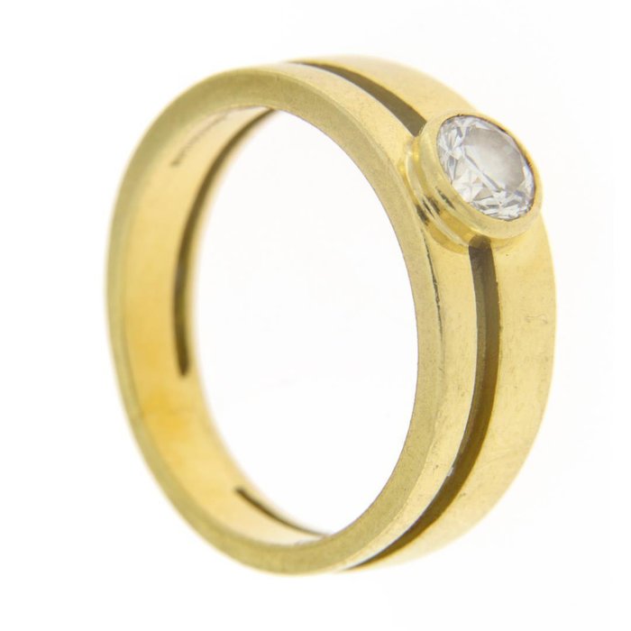 Handmade - Ring - 5.37g - 18 kraat Gulguld -  0.24ct. tw. Diamant (Natur)