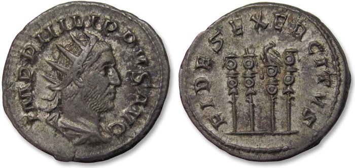 Romarriket. Philip I (AD 244-249). Antoninianus Rome mint 247-249 A.D. - FIDES EXERCITVS - attractively toned example of this type