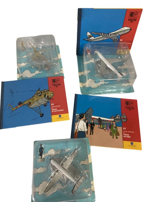 Moulinsart - Modelfly  (6) - En Avion Tintin N°22.N°27.N°50 avec leur livre - Tintin