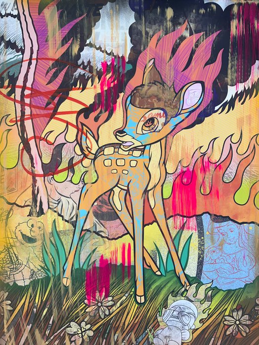 Dillon Boy (1979) - Walt Disney Bambi California Wildfire Graffiti Pop Art Banksy Dismaland x No Reserve