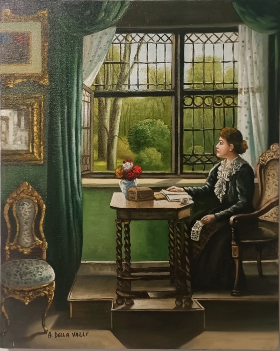 A. Della Valle (XX-XXI), da Carl Vilhelm Holsøe - Dama alla finestra (Interno elegante)