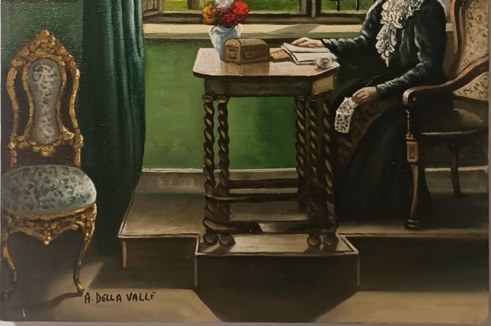 A. Della Valle (XX-XXI), da Carl Vilhelm Holsøe - Dama alla finestra (Interno elegante)