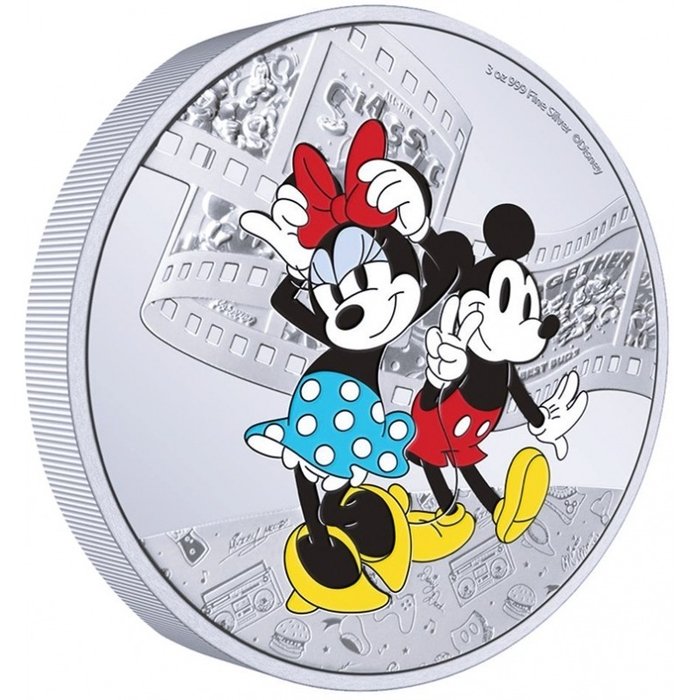 Niue. 10 Dollars 2023 Mickey + Minnie - Disney Kollektion Mickey + Freunde, 3 Oz (.999)