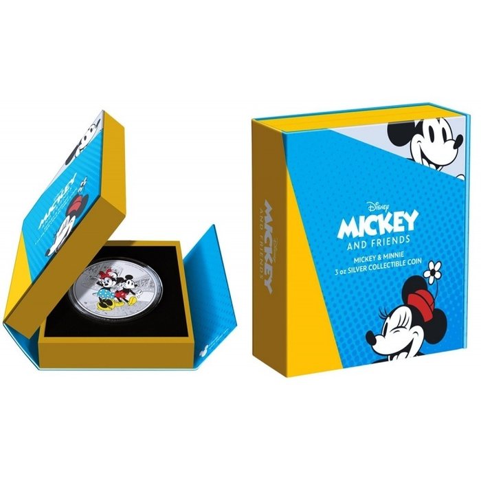 Niue. 10 Dollars 2023 Mickey + Minnie - Disney Kollektion Mickey + Freunde, 3 Oz (.999)